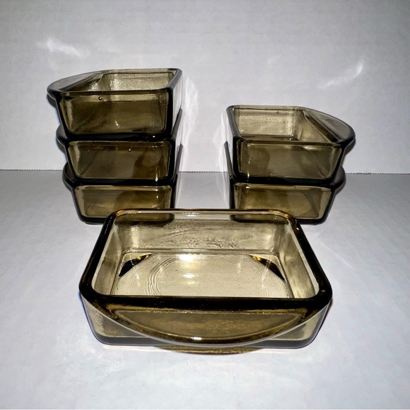 💠 6 MCM Danish Cabaret Glass Trays Bowls set vintage Denmark tinted EUC dishes - Picture 10 of 16